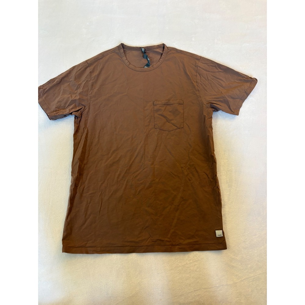 Vuori Tuvalu Pocket Tee Mens Medium Brown Short Sleeve Cotton Stretch V1031